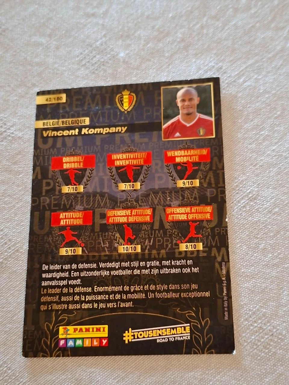 Panini / Cartão de Futebol / Vincent Kompany / Bélgica / Euro França 2016 – photo 2